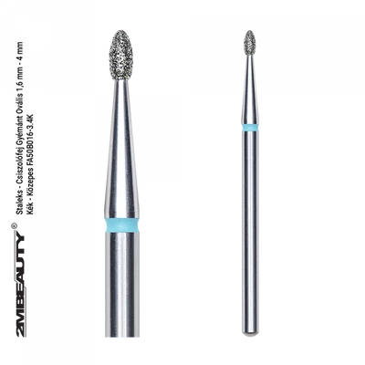 Staleks - Csiszolófej Gyémánt Ovális 1,6 Mm | 3,4 Mm Kék | Közepes FA50B016-3.4K Staleks - Csiszolófej Gyémánt Ovális 1,6 Mm | 3,4 Mm Kék | Közepes FA50B016-3.4K