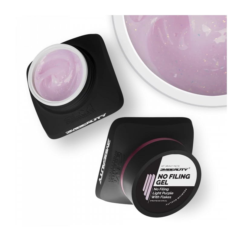 No Filing - Light Purple With Flakes Reszelésmentes Zselé 30g